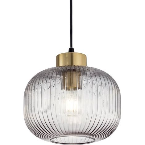 Sospensione Vintage-Decò Mint-2 Metallo Fumè 1 Luce E27
