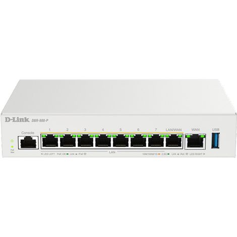 Router vpn firewall switch d-link dbr-600-p 1xgiga/2,5g wan 1xgiga/2,5g wan/lan 7xgiga/2,5g/lan poe (1/4)