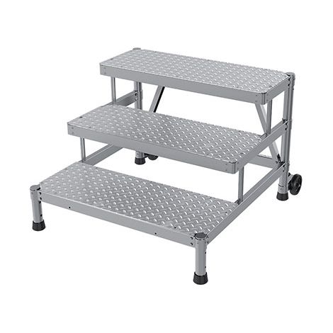 Trittleiter aluminium - 3 Stufen - Breite 1.50m – Hinterräder - MP3-150-RA