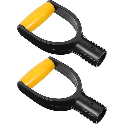 Poignée de rechange en plastique pour pelle, râteau et outil de jardinage, noir et jaune, lot de 2 pièces (1/5)