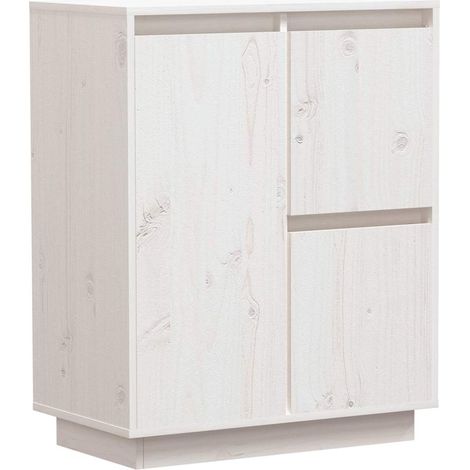 Sideboard/Anrichte/Buffet Weiß 60x34x75 cm Massivholz Kiefer LXWW510508 (1/5)