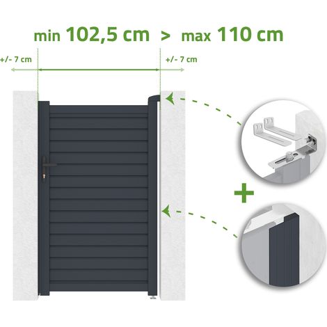 Tor, verstellbar in der Breite 1 m, CALANCIA, H. 160 cm, graues Aluminium