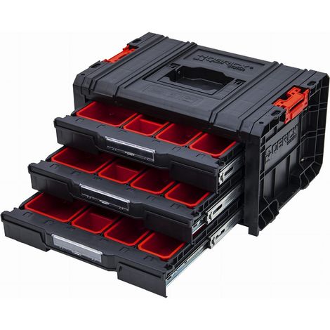 Qbrick System PRO Drawer 3 Toolbox 2.0 Expert impilabile 450 x 310 x 244 mm 3x 4,5 l IP54 con tre cassetti 21 intarsi