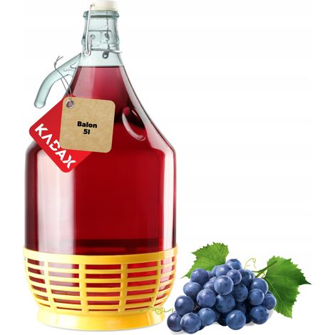 KADAX Weinballon, Glasballon für Wein, schmale Öffnung, Gärballon, 5L