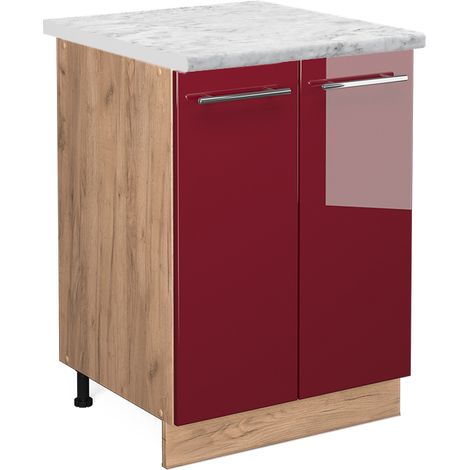 Mobiletto base cucina Fame-Line, Bordeaux lucido, 60 cm , PL Marmo, Vicco