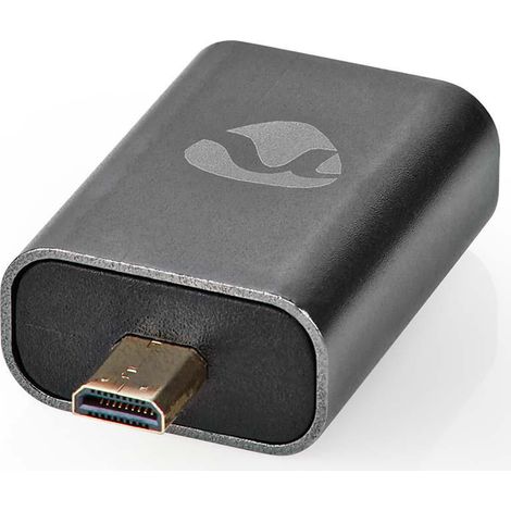 Nedis Adaptador HDMI™  HDMI™ Macho / Micro conector HDMI ™  HDMI ™ hembra / Salida HDMI ™  Chapado en oro  Recto  Aluminio  Gunmetal  1 uds.  Caja de ventana NE550744702 (1/5)