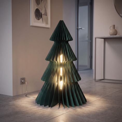 Árbol de Navidad en Papel Verde 42x80cm con luz LED Cálida (1/2)