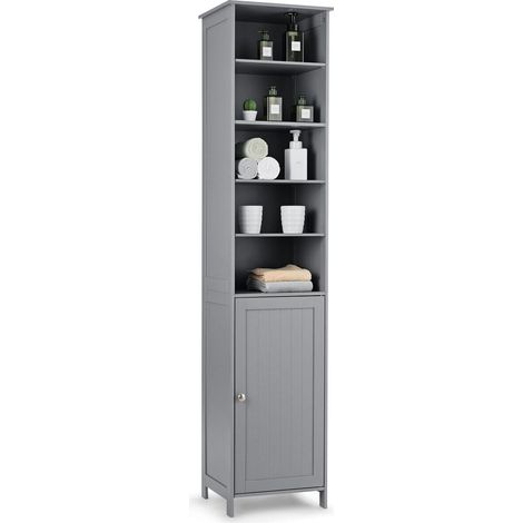 Bathroom Tall Cabinet Slim Freestanding Storage Organizer W/ Adjustable Shelves