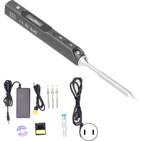 Kit de fer à souder portable USB, outil de soudage électrique avec accessoires, interface 100V-240V, prise SQ-001US, ensemble complet pour réparations électroniques. (1/5)