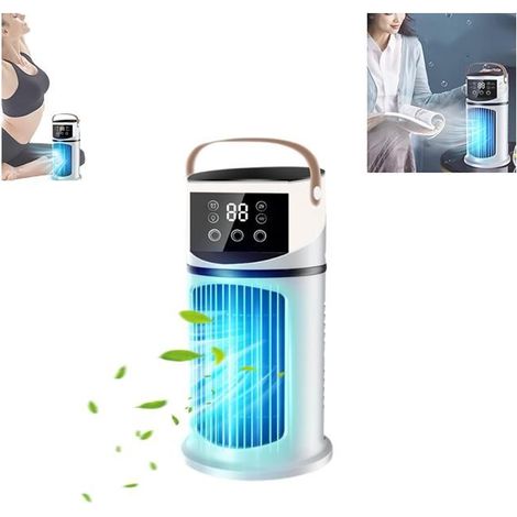 Ventilateur Climatiseur de Bureau - Rafraîchisseur d'Air pour Pièces avec Brumisation LED Appareil 9 Vitesses pour Chambre, Dortoir