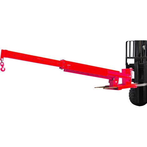 Bras de levage pour chariot élévateur - 3000 kg - portée jusqu'à 3,7 m - Inclinaison réglable 0-26° - Avec crochet de levage MW Tools JIB3000D (1/3)