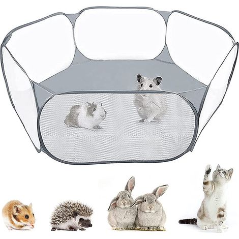Tente Petits Animaux,Clôture d'exercice Intérieure,Clôture d'exercice Portable,Parc Animaux Compagnie Transparent,avec Sac De Rangement,Pliable,Convient Aux Cobayes,Lapins,Chinchillas,Hérissons (1/5)