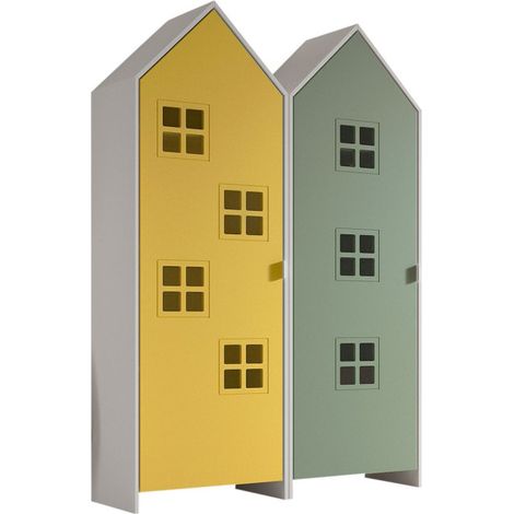 Pack - 2 Armoires Enfant "Casami Bruges" 171cm Jaune & Vert (1/3)