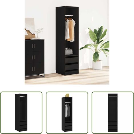 Schubladen - Kleiderschrank mit Schubladen Schwarz 50x50x200cm Holzwerkstoff (1/5)