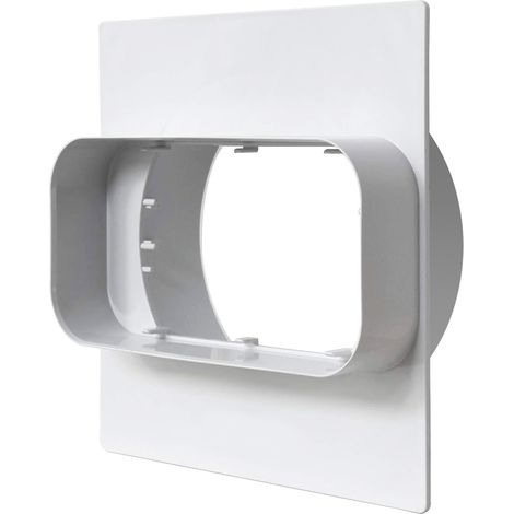 Plaque pour passage de mur tube Ventilation rectangulaire 150X70 à tube Ventilation rond Ø125 Blanc avec clapet anti-retour et garniture - First Plast