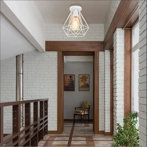 Plafonnier Vintage Industriel 20cm Retro Lampe Suspension en Cage Métal Designe Edison pour Salon Chambre (1/4)