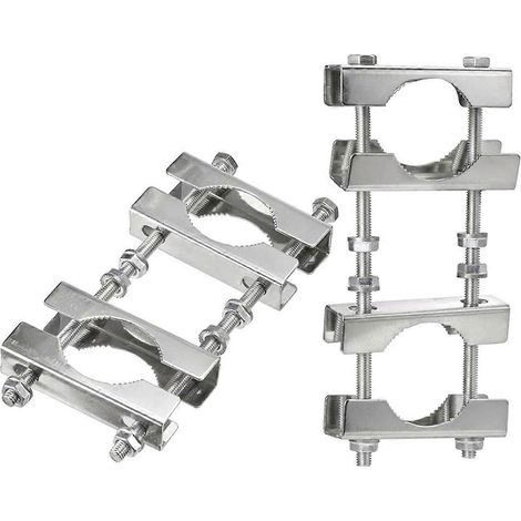 Kit de fixation double pour mât d'antenne (TV, CB, radioamateur, drapeau) (1/5)