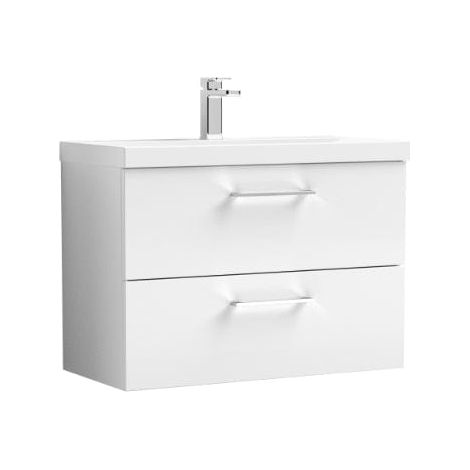 Nuie Arno Gloss White 800mm Wall Hung 2 Drawer Vanity Unit and Thin Edge Ceramic Basin - ARN126D (1/5)