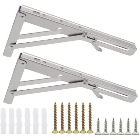 Support pliant 250mm support de console en acier inoxydable avec vis argent charge max 82kg.