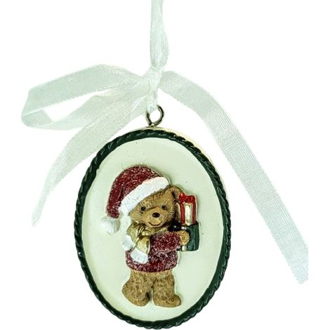 Colgante de osito de peluche navideño con regalos, 5,5 cm. (1/4)