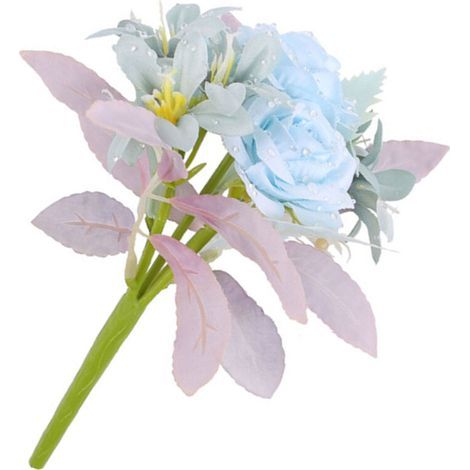 Bouquet de fleurs artificielles, fausses fleurs, plante-Bleu (1/5)