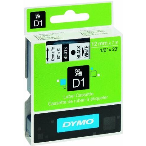 Nastro Laminato per Etichettatrici Dymo D1 45013 12 mm LabelManager™ Bianco Nero (5 Unità) (1/3)
