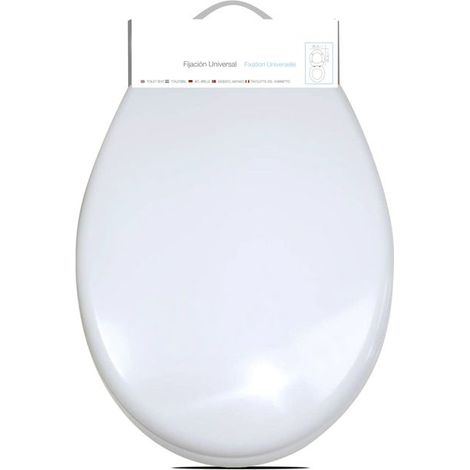 Abattant WC - JUANIO - Universel - Blanc - Charnières inox - Fermeture douce silencieuse (1/4)