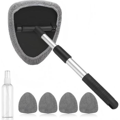 Líquido limpiaparabrisas，4 almohadillas de microfibra reutilizables y lavables，Limpiaparabrisas con mango desmontable，Gris (1/5)