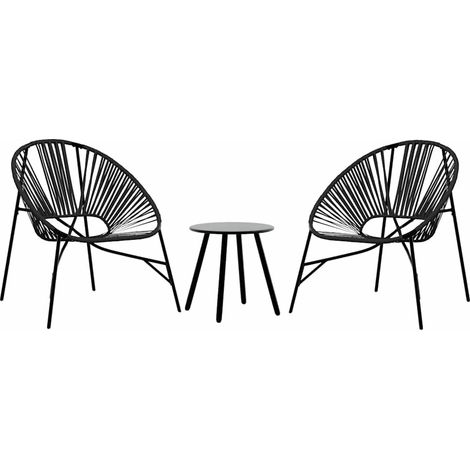 Maison Exclusive - Gartenstuhl-Set 3-tlg. Schwarz Poly Rattan