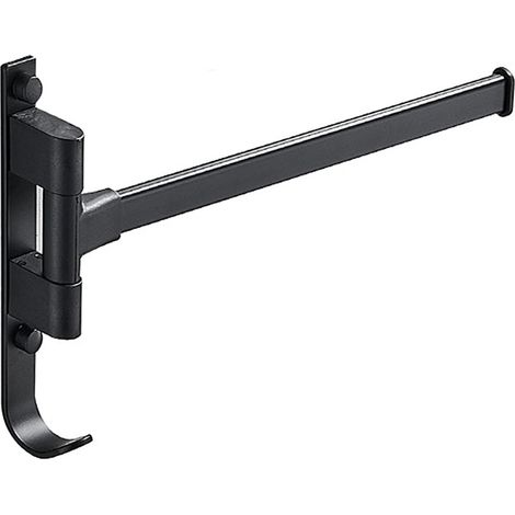 Toallero giratorio con gancho, montaje en pared giratorio de 180°, toallero de aluminio, negro (brazo único) (1/5)