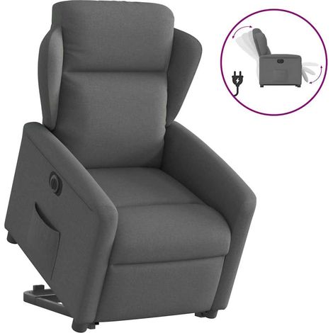 Sillón eléctrico reclinable elevable de tela gris oscuro