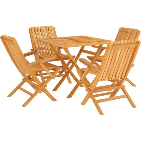 Maison Exclusive - 5-tlg. Garten-Essgruppe Massivholz Teak
