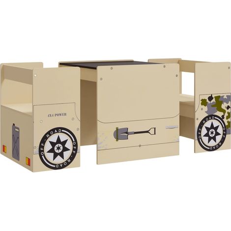 Maison Exclusive - Set Tavolo e Sedia per Bambini 3 pz Auto Fuoristrada in MDF