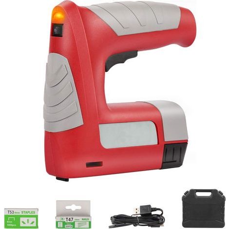 Elektrischer Hefter, Hefter, Lithium-Akku, USB-Aufladung, kabelloser elektrischer Nagler, 3 Arten von Nägeln, 30 Nägel/min, 1000/500 Nägel, Tragetasche, Betriebsanzeige (1/5)