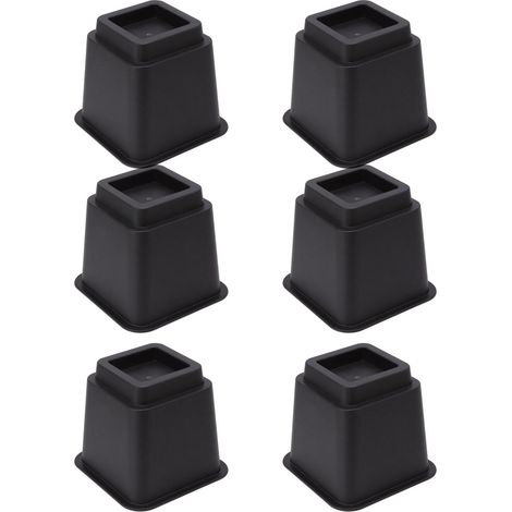 6 pièces Blocs de Soulèvement de Meubles 5 pouces Noir Ergonomique Trapézoïdal pour Bureau et Maison