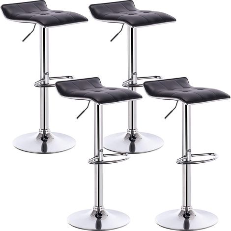 WOLTU lot de 4 Tabouret de bar en cuir synthétique, Tabouret de bar pivotant, hauteur réglable, Noir (1/4)