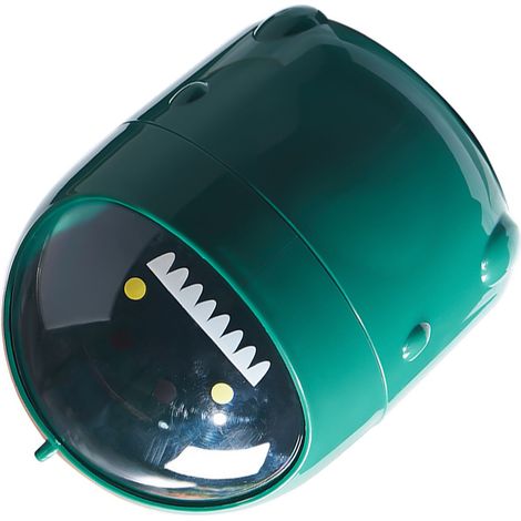 Mini poubelle de bureau avec couvercle basculant, motif dinosaure mignon, petite poubelle de table en plastique, verte. (1/4)