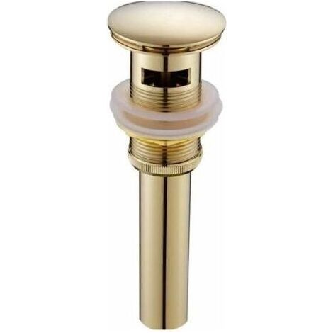 Moderne Pop-up Rétro Bouchon Bonde de Lavabo Vidange Clic-clac avec Trop-Plein en Laiton Doré Universel Valve Draineur d’Evier Vasque Siphon avec Trou de Débordement Poli- avec Trop-Plein (1/4)