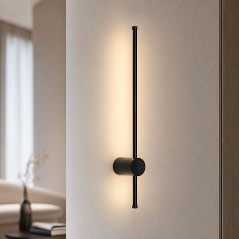 Applique murale LED design linéaire 10W lumière chaude 3000K aluminium noir CRI≥90 sans scintillement réglable salon chambre (1/4)