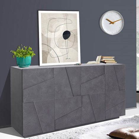 Mueble Aparador para salón de 4 puertas y 2 estantes moderno Ping Side L Ardesia (1/5)