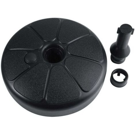 Black parasol base, sand-fillable round plastic parasol stand, portable, durable, sturdy, heavy-duty, for outdoor use in gardens, beach, and gardens (1/3)