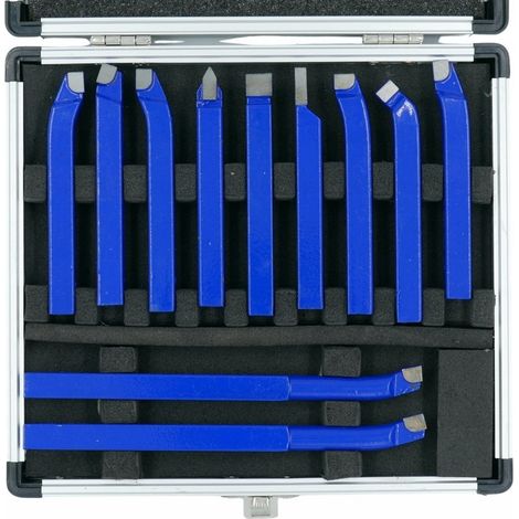 Set di utensili per tornio DIN 12x12 mm, set di 11 utensili per tornio + custodia (1/5)