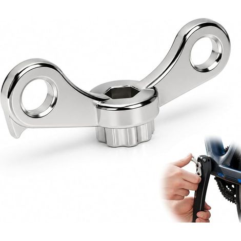 Extracteur de Pédalier Vélo pour Shimano HollowTech II, Outil de Démontage Chrome avec Crochet, Outil 2 en 1 pour Couvercle de Pédalier et Montage (1/5)