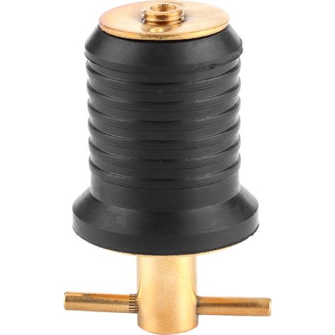 Bouchon de vidange en laiton et caoutchouc de 2,5 cm (1 po) avec poignée en T et système de rotation. Accessoires marins pour coque, vivier, cale, tableau arrière, digue, vivier à appâts. (1/5)