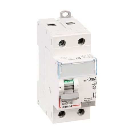 Legrand – Interrupteur différentiel bipolaire 2P 230V 25A type AC 30mA – Arrivée haute et départ bas à vis – 2 modules – Conforme NF EN 61008-1