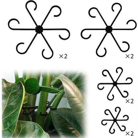 Ensemble de 8 supports pour plantes d'intérieur, supports en plastique réutilisables avec crochets pour fixer les tiges des plantes, tuteur de support pour plantes (noir).