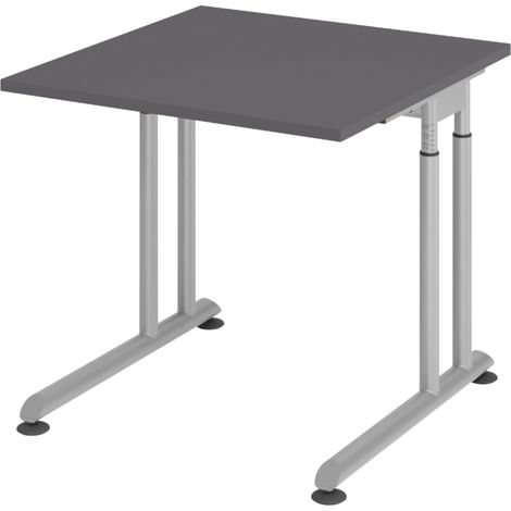 bümö Schreibtisch Serie-Z Quadrat: 80 x 80 cm Graphit Silber (1/3)