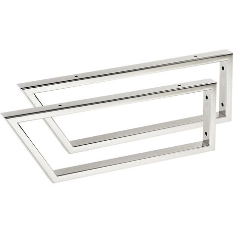 2 Stück Waschtischkonsole TWK500 500 x 150 mm Edelstahl poliert Vorderseite 60° abgeschrägt