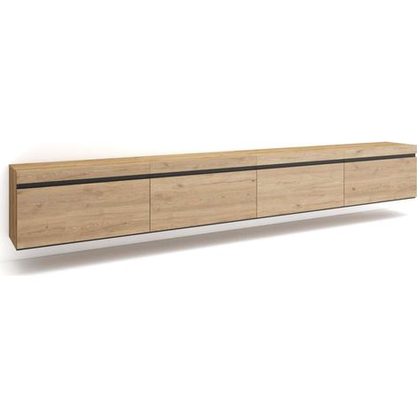 Mueble TV Adamuz de 320x45x35 cm suspendido, color roble (1/4)