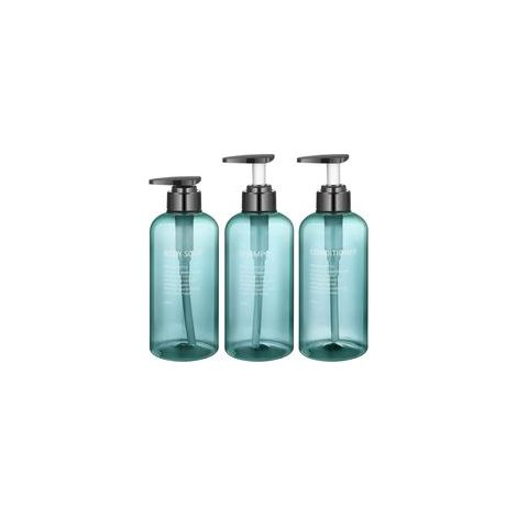 3 Pièces Flacon Pompe Vide, 500ML/16,9oz Flacon Pompe Rechargeable, Bouteille Shampoing Vide pour Gel Douche Conditionneur Lotion (Bleu)